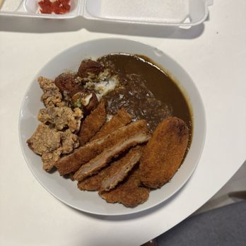Kosuke - Katsu curry combo I brought home for my son, but I added my leftovers of popcorn, chicken, potato, croquette, and takoyaki - Ramen Near Me - Alhambra, California Kosuke - Katsu curry combo I brought home for my son, but I added my leftovers of popcorn, chicken, potato, croquette, and takoyaki - Ramen Near Me - Alhambra, California