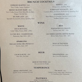 Maeva - Brunch drink menu and some pastries - Modern European Near Me - Gilbert, Arizona