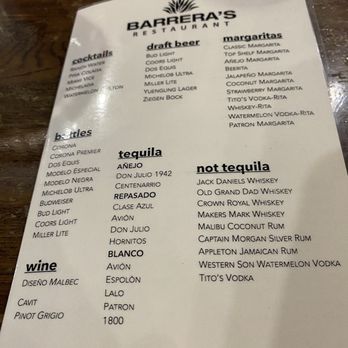 Barrera's - Bar Menu - Mexican Near Me - Cleburne, Texas Barrera's - Bar Menu - Mexican Near Me - Cleburne, Texas