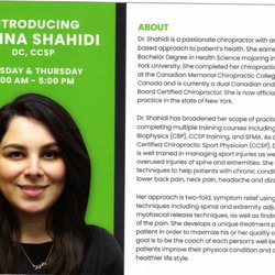 Pruden Stephen J - Dr. Stephen Pruden has announced that Melina Shahidi, DC, CCSP, has joined his chiropractic clinic in Roslyn, Long Island.