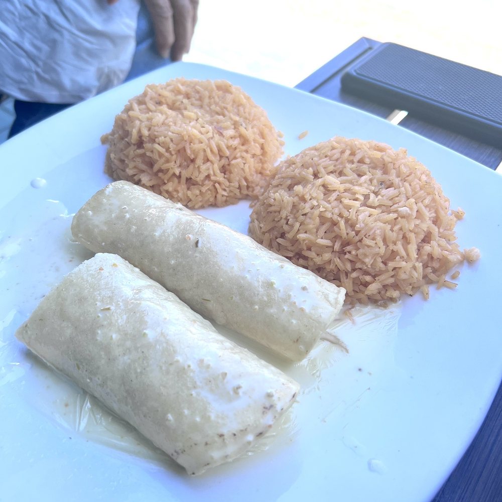 Casa AZul Mexican Kitchen - One chx one chz enchilada with rice and no beans... so they gave us extra rice? Ok I'll take it! Yum! - Mexican Near Me - Conover, North Carolina