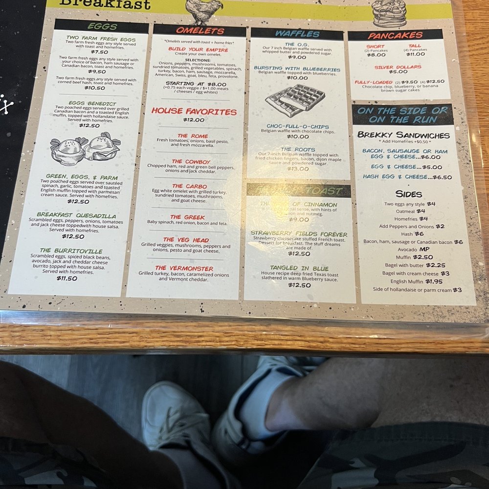 Fiddlestix Cafe - a menu on a table - Breakfast & Brunch Near Me - Cornwall, New York