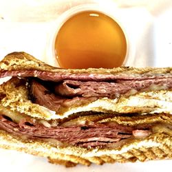 Jireh Bakery Cafe - Roast Beef Melt with side of au jus - SUPER DELICIOUS!!!!!!! I asked for no onions or mayo and it was perfect!!