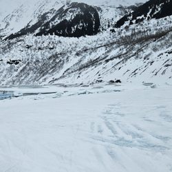 Glacier City Snowmobile Tours - The mountain side covered in snow.