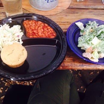 Jake's Roadhouse - Cesar Salad, beans, coleslaw and EXCELLENT blueberry cornbread - Barbeque Near Me - Monrovia, California