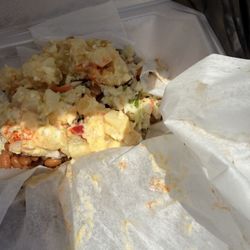 Big Ben's D & M BBQ - Potato salad + beans + beef tips (usually Mac but I'm gluten free). So good. The Mac prolly slaps