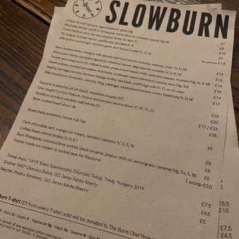 SlowBurn - Menu - Modern European Near Me - London, XGL