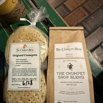 The Crumpet Shop - Package of fresh crumpets and a bag of loose leaf tea - Bakeries Near Me - Seattle, Washington The Crumpet Shop - Package of fresh crumpets and a bag of loose leaf tea - Bakeries Near Me - Seattle, Washington