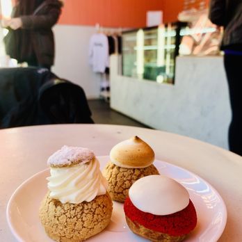 Barachou - Cream Puffs Left: classic (vanilla whipped) Middle: lemon meringue Right: red velvet - Desserts Near Me - New York, New York Barachou - Cream Puffs Left: classic (vanilla whipped) Middle: lemon meringue Right: red velvet - Desserts Near Me - New York, New York