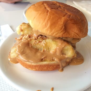 Koko Head Cafe - Elvis'Revenge- banana tempura, bacon peanut butter and honey on bun - Breakfast & Brunch Near Me - Honolulu, Hawaii