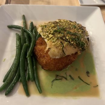 J. Paul's Dining Room - Pistachio Crusted Halibut - New American Near Me - Douglas, Michigan