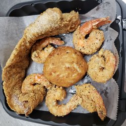 Garcia's Carry Out Fish Chicken and More - Combo meal crab cake,shrimp and fish