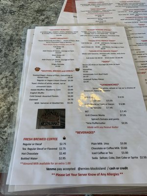 Menu photo 1 Ernie's Old Harbor Restaurant Block Island, RI Menu photo 1 Ernie's Old Harbor Restaurant Block Island, RI