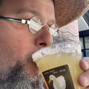 White Duck Taco Shop - 52 years old, and this is my first margarita! Pretty good. - New American Near Me - Asheville, North Carolina White Duck Taco Shop - 52 years old, and this is my first margarita! Pretty good. - New American Near Me - Asheville, North Carolina