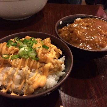 Pikaichi - Small spicy chicken bowl (left) and small curry rice (right) - Ramen Near Me - Medford, Massachusetts Pikaichi - Small spicy chicken bowl (left) and small curry rice (right) - Ramen Near Me - Medford, Massachusetts