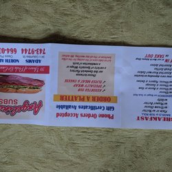 Angelina's Submarine Shop - The menu!