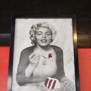 The Dessert Spot - None other than Marilyn Monroe with a slice of red velvet cake - Patisserie/Cake Shop Near Me - Waxahachie, Texas The Dessert Spot - None other than Marilyn Monroe with a slice of red velvet cake - Patisserie/Cake Shop Near Me - Waxahachie, Texas