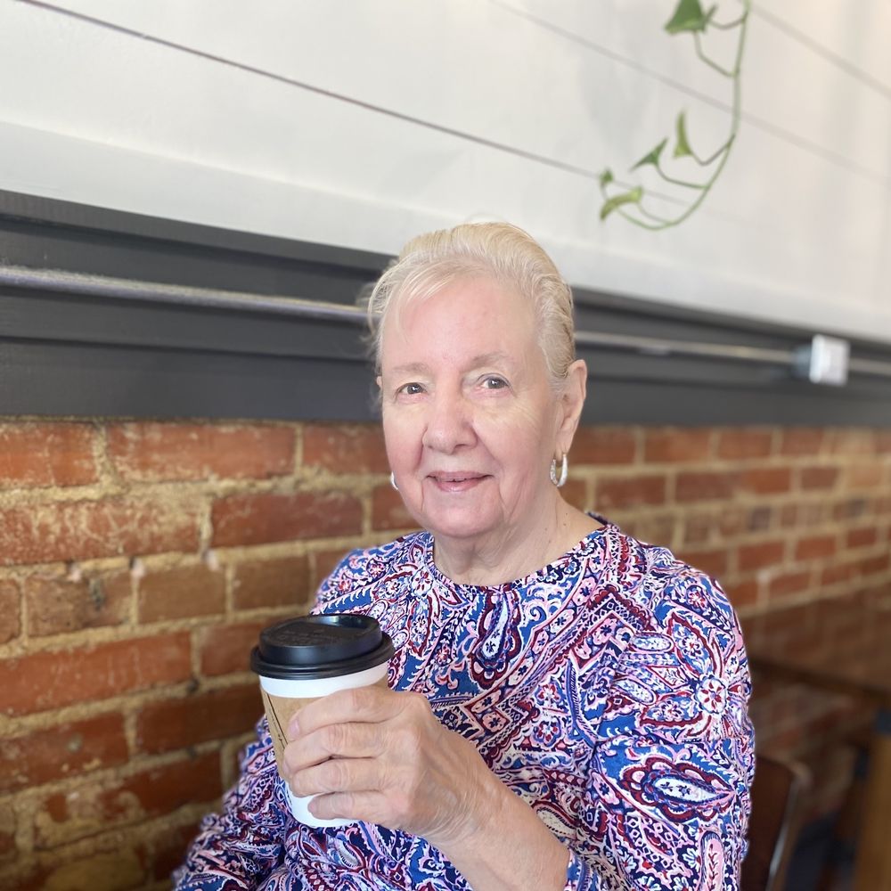 Granny Mae enjoying "The very best cup of coffee she's had in ages!" Granny Mae enjoying "The very best cup of coffee she's had in ages!"