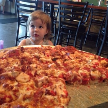 Capers Pizza Bar - How am I supposed to eat all this mom!?  Chicken Club Pizza - Pizza Near Me - Toledo, Ohio