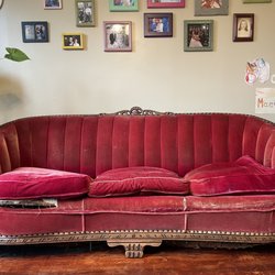E C Robinson Upholstery - A 70-year-old heirloom sofa before restoration and reupholstery
