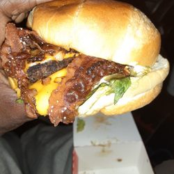 Mr Beast Burger - The Beast style burger with bacon. Tasteless, cold and sloppy looking.
