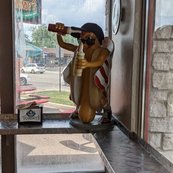 Tommy's Red Hots - A very clever 47-in tall hot dog figurine cool advertisement - Pizza Near Me - Crystal Lake, Illinois