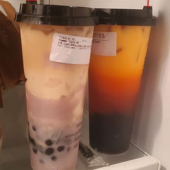 Milk Jar Cafe - Taro milk tea with lychee jelly and tapioca boba. Thai tea with tapioca boba. - Ice Cream & Frozen Yogurt Near Me - Cincinnati, Ohio