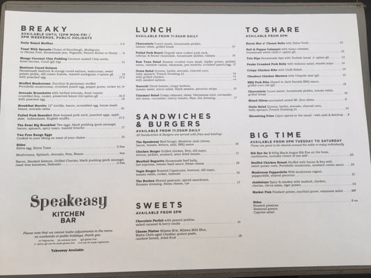 Menu photo 3 Speakeasy Kitchen Bar South Yarra, VIC Menu photo 3 Speakeasy Kitchen Bar South Yarra, VIC
