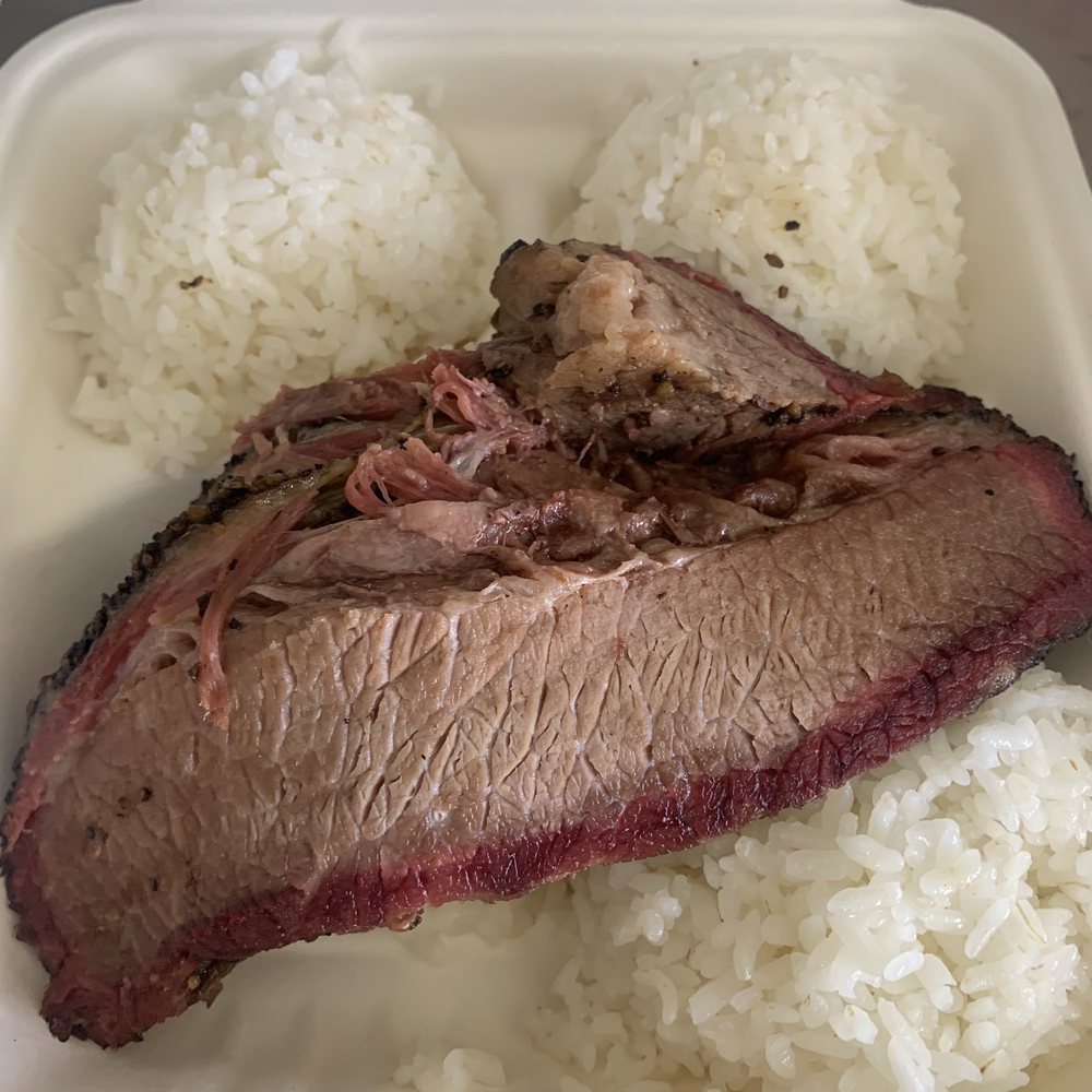 Sunset Texas Barbecue - Brisket Plate with Rice - Barbeque Near Me - Honolulu, Hawaii Sunset Texas Barbecue - Brisket Plate with Rice - Barbeque Near Me - Honolulu, Hawaii