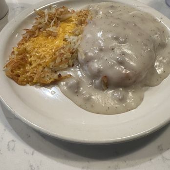 The Big Biscuit - Half order of biscuits and sausage gravy with cheddar cheese hash brown potatoes. - Breakfast & Brunch Near Me - Joplin, Missouri