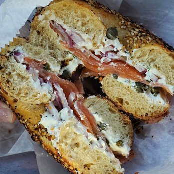 Pearl's Bagels & Bakery - Lox sandwhich on everything bagel - Bagels Near Me - Albany, New York Pearl's Bagels & Bakery - Lox sandwhich on everything bagel - Bagels Near Me - Albany, New York