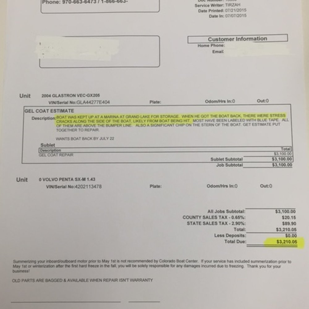 Power World - Bill from damages caused to boat stored at Power World. - Motorcycle Dealers Near Me - Granby, Colorado Power World - Bill from damages caused to boat stored at Power World. - Motorcycle Dealers Near Me - Granby, Colorado