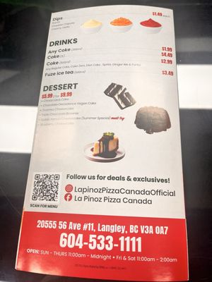Menu photo 2 La Pino’z Pizza Langley, BC Menu photo 2 La Pino’z Pizza Langley, BC