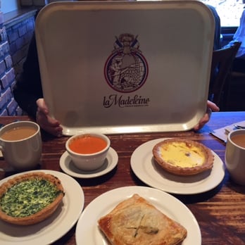 la Madeleine - Tomato basil soup, Quiche Lorraine, Spinach Pochette, & Quiche Florentine, - Bakeries Near Me - Duluth, Georgia
