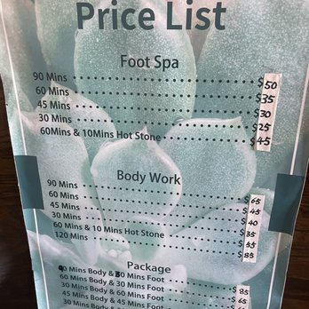 Sky Foot Spa - Price list - the take credit card, but cash for tip - Massage Near Me - Huntington, New York Sky Foot Spa - Price list - the take credit card, but cash for tip - Massage Near Me - Huntington, New York