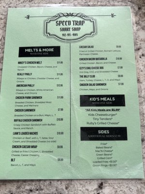 Menu photo 3 Speed Trap Shake Shop Ludowici, GA