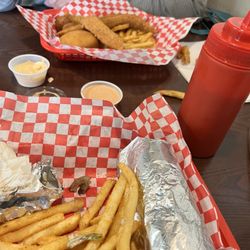 Chick O Fish - Half of my Philly Cheesesteak and sisters fish combo. That's how much is left after we are full