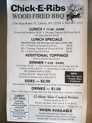 CHICK E RIBS BBQ llc Wednesday-Sunday by null
