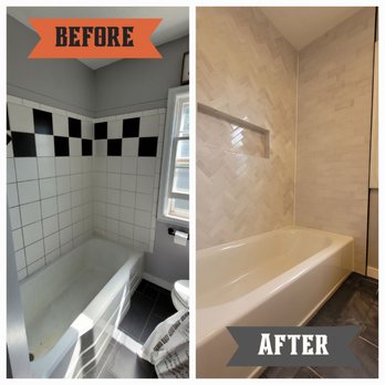 Highline Remodeling - Tile Surround and Tub Replacement Before & After - General Contractors Near Me - Saint Paul, Minnesota Highline Remodeling - Tile Surround and Tub Replacement Before & After - General Contractors Near Me - Saint Paul, Minnesota