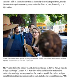 Tours by Frieda - New York Times review here: http://www.nytimes.com/2014/07/11/nyregion/hasidic-williamsburg-as-seen-by-one-who-left-sect.html?_r