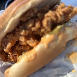 Church's Texas Chicken - Spicy chicken sandwich with extra spicy mayo