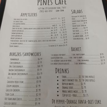 Pines Cafe - Menu - Seafood Near Me - Jefferson, Texas Pines Cafe - Menu - Seafood Near Me - Jefferson, Texas