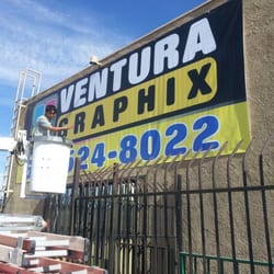 Ventura Graphix - Our sign going up at our Acton location. Full color banner, 8'x24'