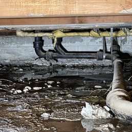 Water within crawl space under my home due to damage/broken pipeline.