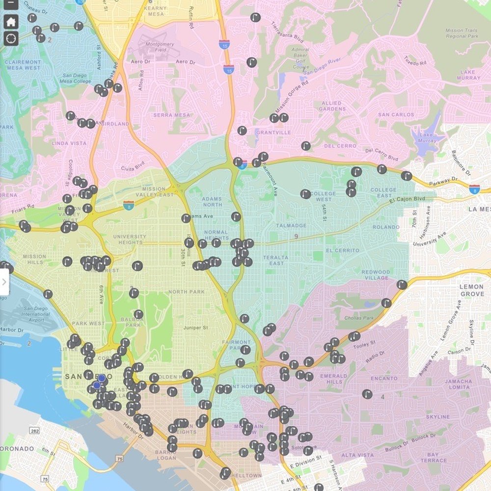 San Diego map of smart street lights installed in my area. San Diego map of smart street lights installed in my area.