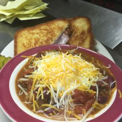 The Neighborhood Grind - Homemade chili with sour cream& cheddar jack!