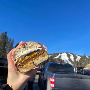 Decent Bagel - full send with scallion cream cheese - Bagels Near Me - Nederland, Colorado