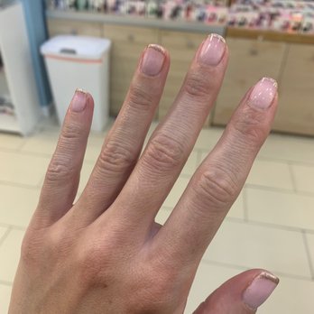 Sapphire Nails and Spa - Gel mani (French with gold) - Nail Salons Near Me - New York, New York Sapphire Nails and Spa - Gel mani (French with gold) - Nail Salons Near Me - New York, New York