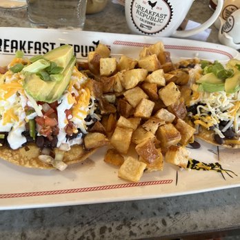 Breakfast Republic - Tostadas (before the spicy ketchup) - Breakfast & Brunch Near Me - San Diego, California Breakfast Republic - Tostadas (before the spicy ketchup) - Breakfast & Brunch Near Me - San Diego, California
