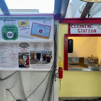 On The Bay Seafood - Menu and handwashing station - Seafood Near Me - Ocean City, Maryland